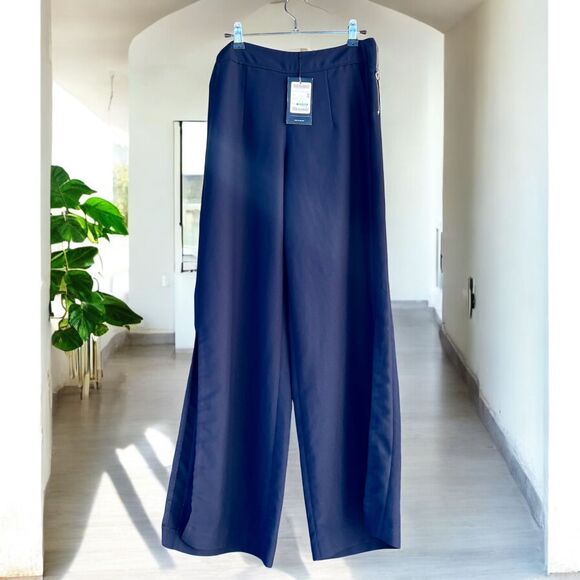 On & On Relaxed Fit Slit Pants Wide Leg Flares Navy Blue Womens Size 1 Small NWT - Picture 4 of 7